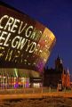 Wales Millenium Centre at dusk, Cardiff Bay