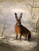 A hard winter for the poor old Hare.Oil on canvas
