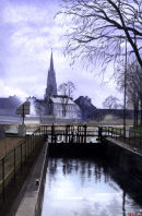 Frosty morning at Tour-sur-Marne in the Champagne district of the Marne.Watercolour