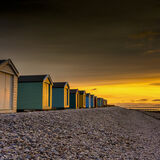 Findhorn Beach Huts at Sunset