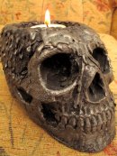 Human replica skull, candle holder , PJCreationCraft, Etsy.