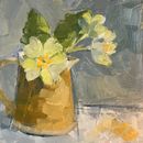 #30days20 challenge Primroses Oil on board 6” x 6” SOLD