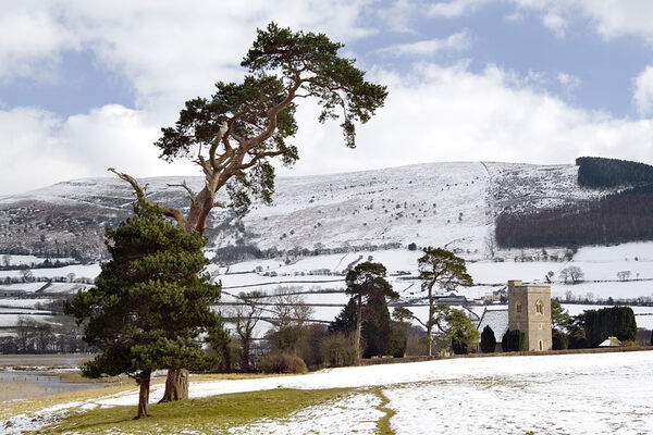 Saint Gastyn's Church in Winter, Llangasty Talyllyn. Saint Gastyn's Church Mynydd Llangorse Winter