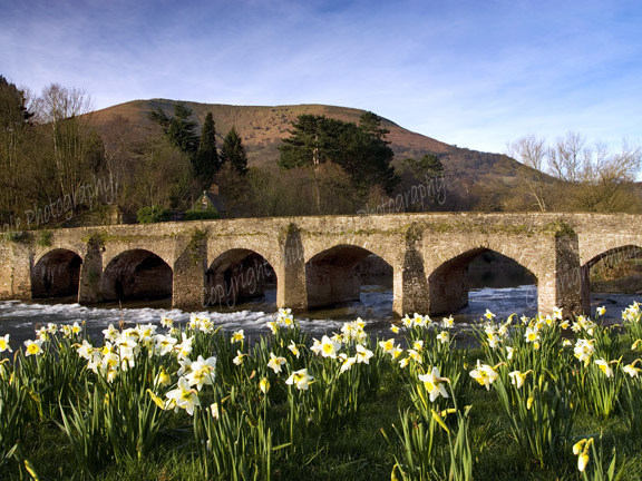 Spring time, Usk Bridge and Blorenge,Abergavenny.