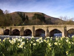 Spring time, Usk Bridge and Blorenge,Abergavenny.