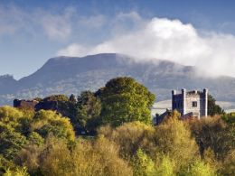 Abergavenny Castle and Skirrid.