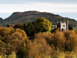 Abergavenny Castle and the Skirrid.