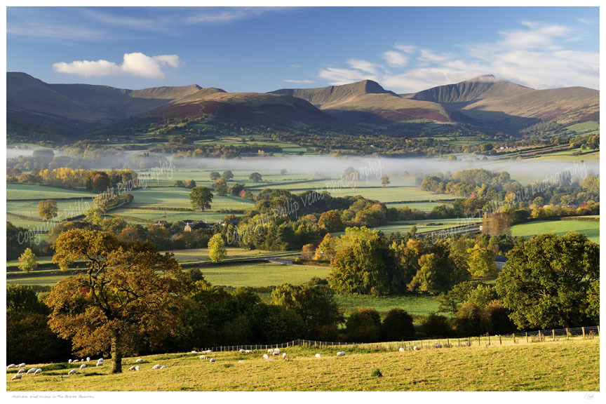 Autumn mist rising in the Brecon Beacons.