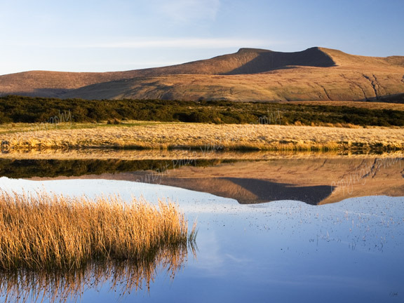 Reflection of Pen Y Fan and Corn Du.