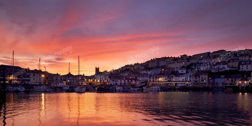 Sunset, Brixham Harbour. Limited Edition of 100.