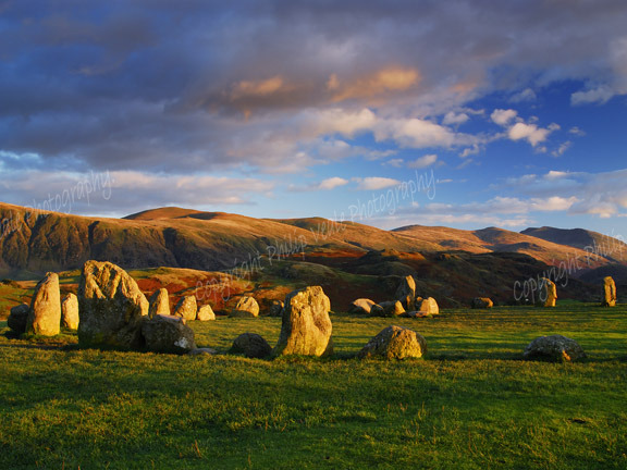 Castlerigg Stone Circle at dusk.
