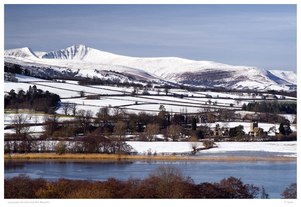 Llangasty Church and the Beacons.