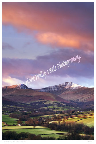 Winter sunrise, Pen y Fan and Cribyn.