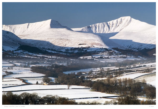 Cribyn and Pen y Fan in winter.