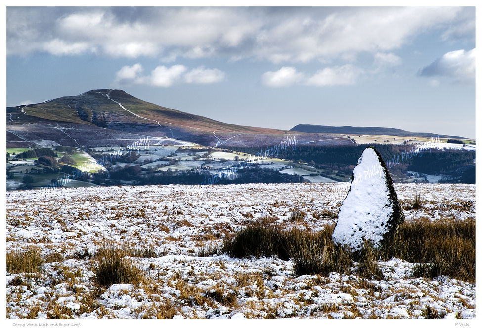 Carreg Waun Llech and Sugar Loaf.