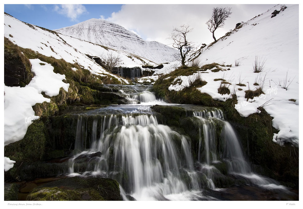 Flowing down from Cribyn.