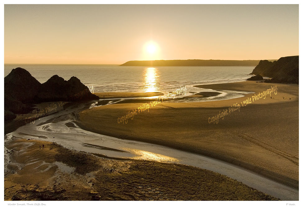 Winter Sunset, Three Cliffs Bay.