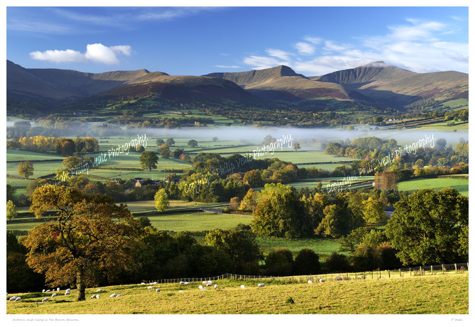 Autumn mist rising in the Brecon Beacons.