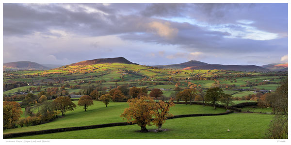 Sugar Loaf and Skirrid in the early light of an autumn dawn.