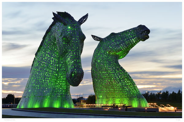 The Kelpies at dusk.