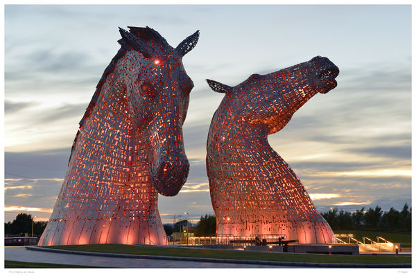 The Kelpies at dusk.