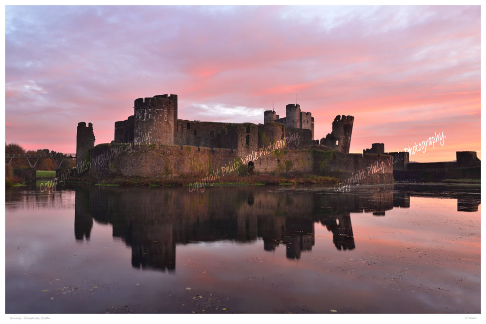 Sunrise, Caerphilly Castle.