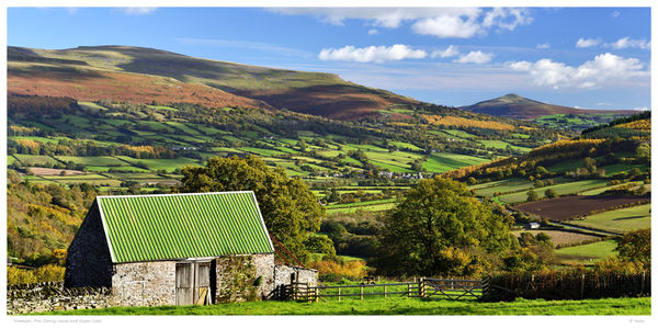 Tretower, Pen Cerrig-calch and Sugar Loaf.