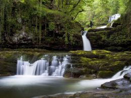 Sgwd Isaf Clun-gwyn in Spring.