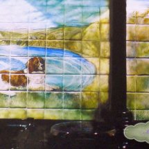 Hand Painted Tile Mural. This is an example of a Bespoke Mural. Prices for a Mural start at £500 depending on number of tiles & complexity of design.