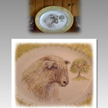 Close Detail of Longwool Sheep £90 Large Serving Plate