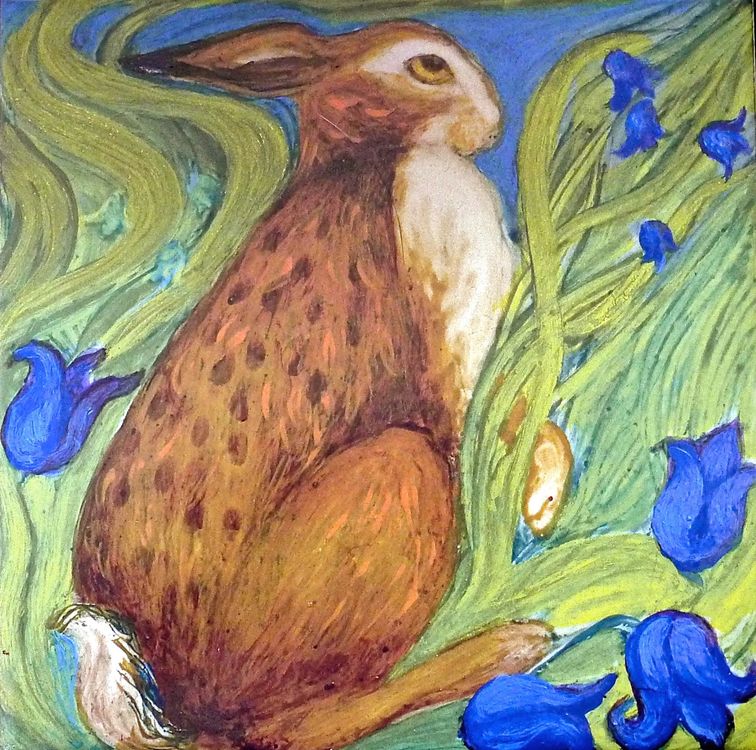 Hare Belles Tile 1. For sale on: Tiles & Mugs for Sale. Printed Limited Edition Prints £14.99 each.