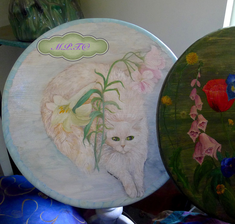 Hand Painted Furniture. Tilt Top Table Hand Painted.The White Cat. £175.
