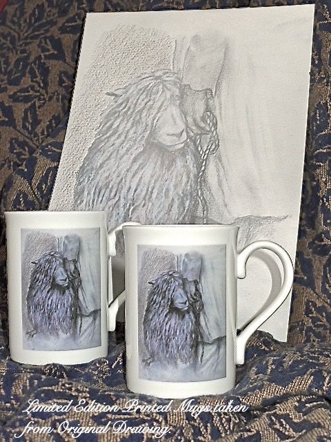 Drawing of "The Shepherd" with Limited Edition Mugs