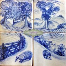 Badgers 2. Four 5 inch Hand Painted Tiles £100.00