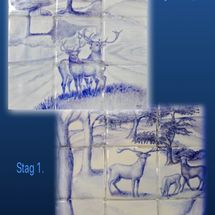 (Left)"Two Stags" In the Sale. Normal Price £165.00 Sale Price £135.00 Nine approx 4 inch Tiles. (Right) "The Stag 1." £165.00 Sale Price £135.00.