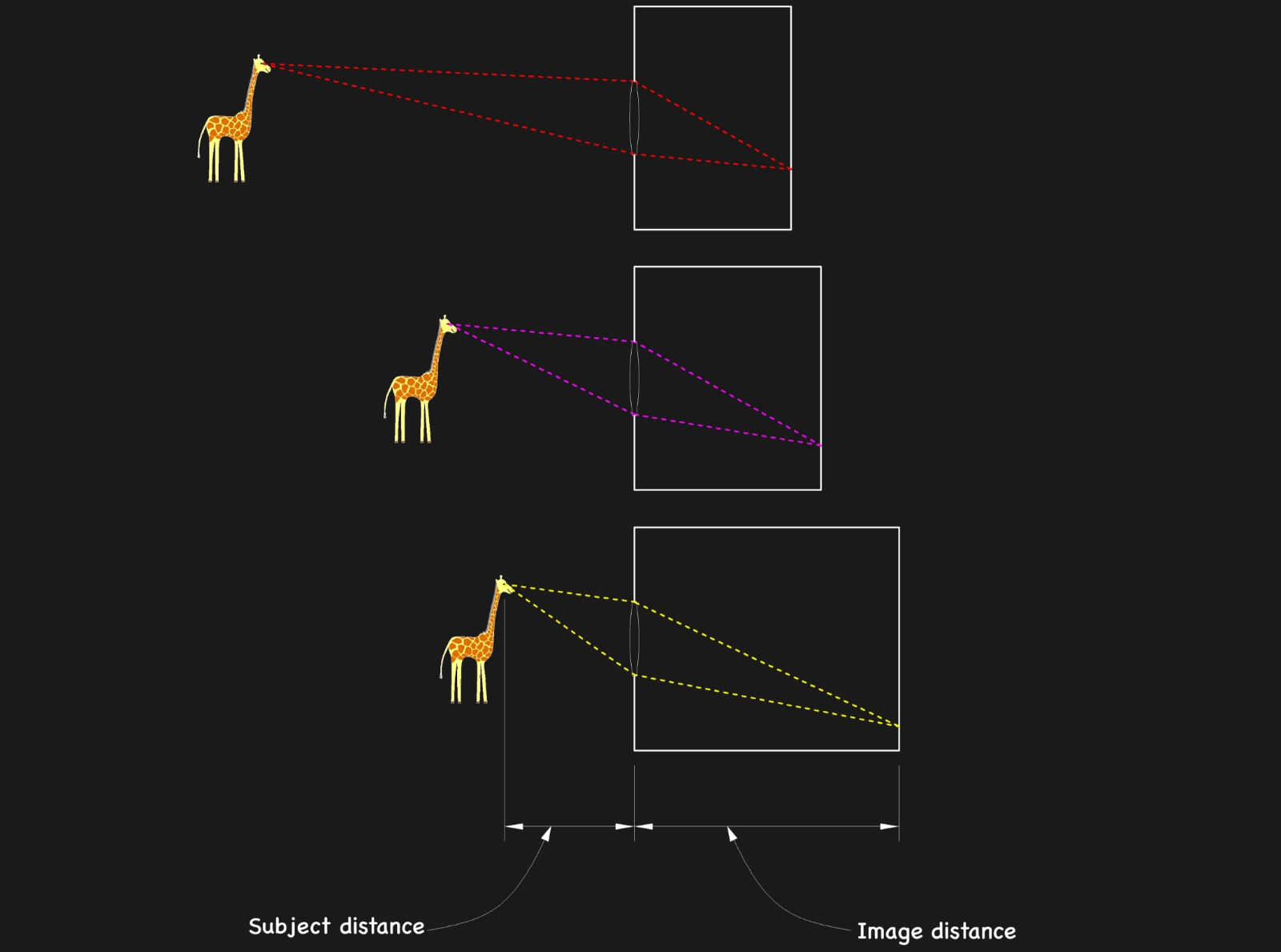 Focussing for different subject distances