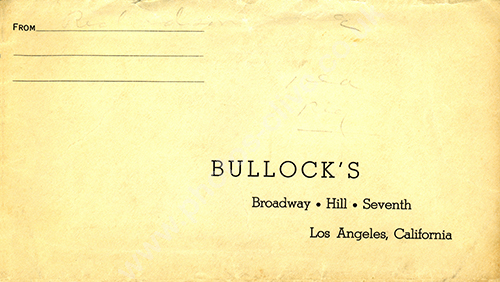 Bullocks Department Store reply envelope 1950s