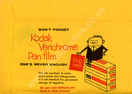 Front face of a Kodak Verichrome film packet 1950s