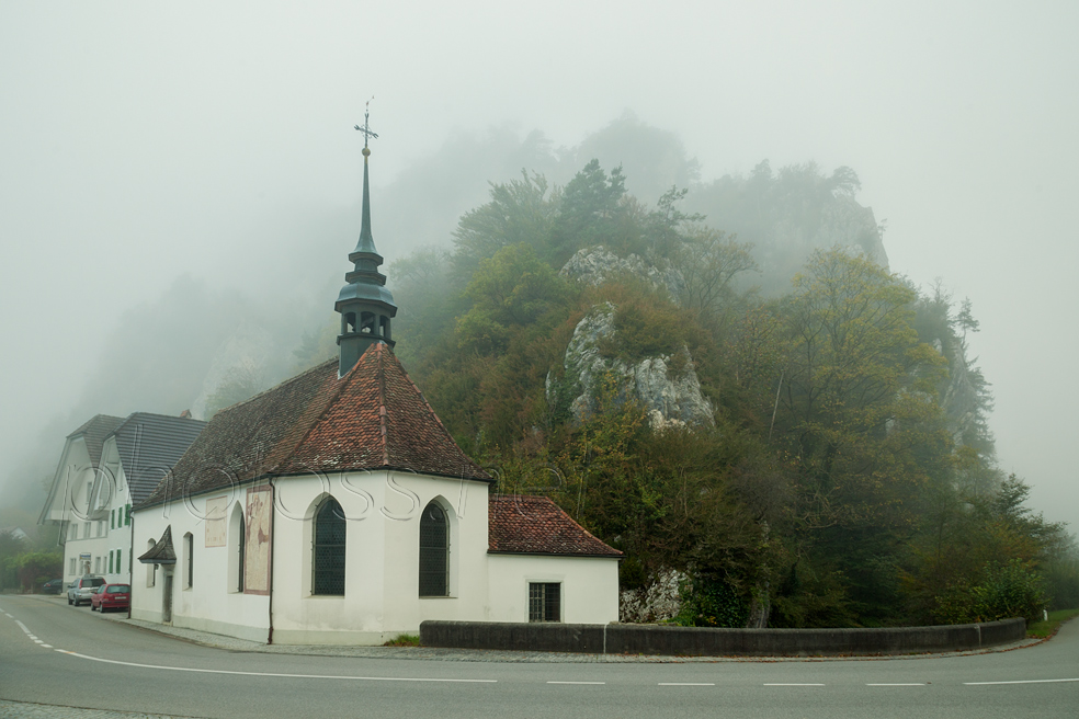 Foggy morning at Sankt Wolfgang chapel