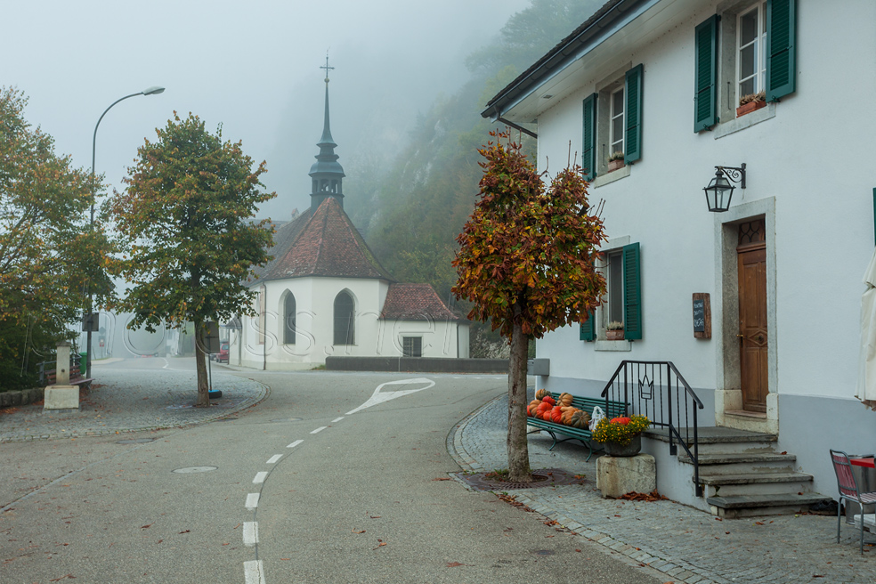 Foggy morning at Sankt Wolfgang chapel