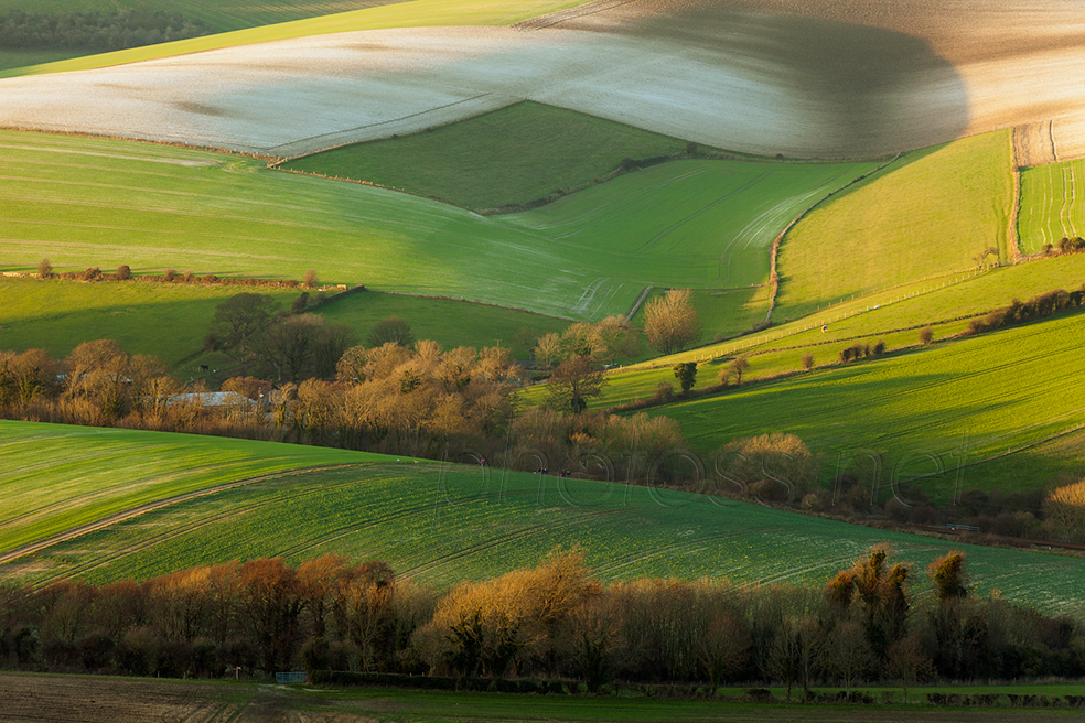 Deep winter sunset on the South Downs in East Sussex