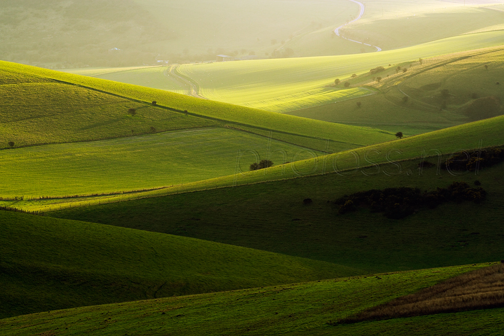 Winter afternoon on the South Downs in East Sussex