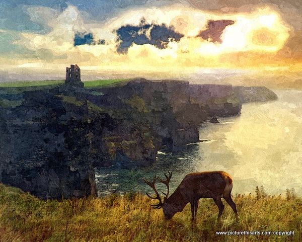 No 44. Deer on the cliff edge.
