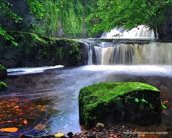 No 45. Green rock by the falls.