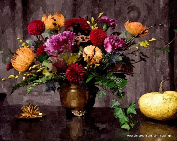 No 12. Floral display in copper urn.
