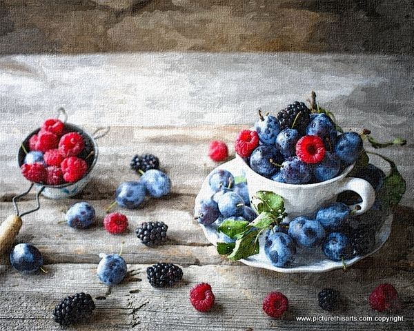 No 45. Wild berries in a tea cup.