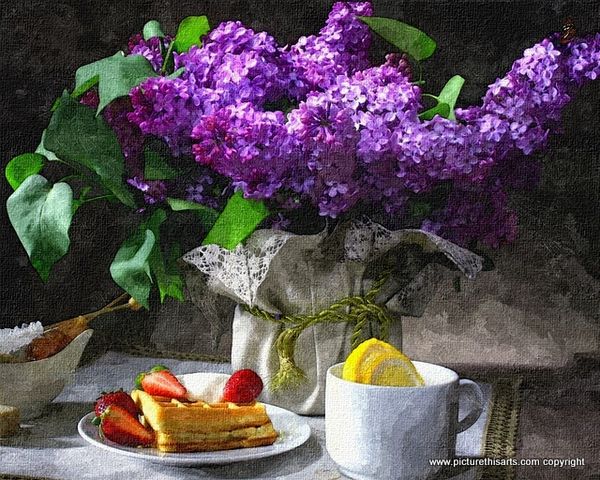 No 49. Strawberry waffles and lemon tea.