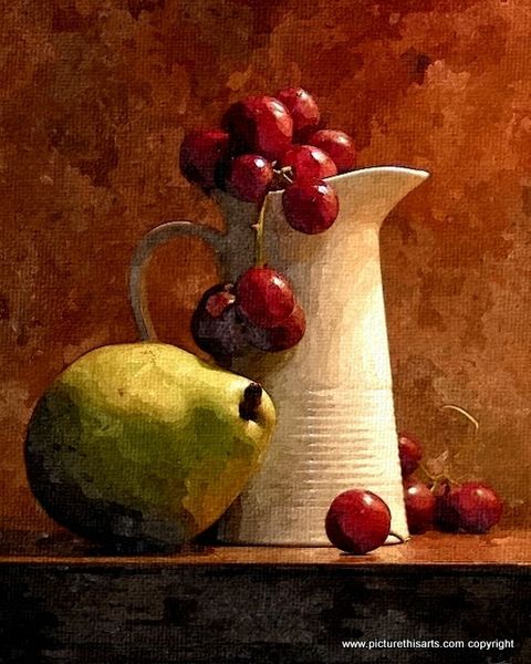 No 2. Large jug with pear & grapes