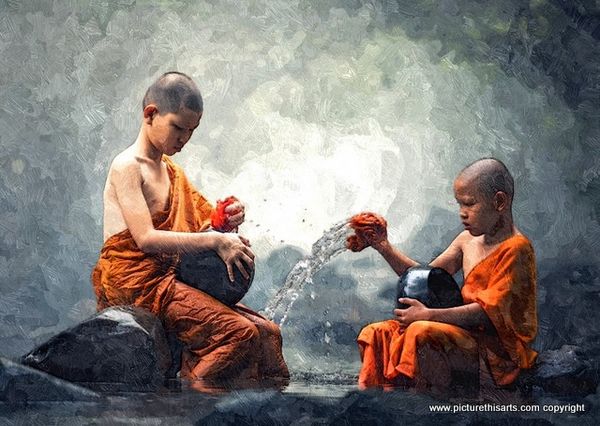 No 10. Two young monks washing.