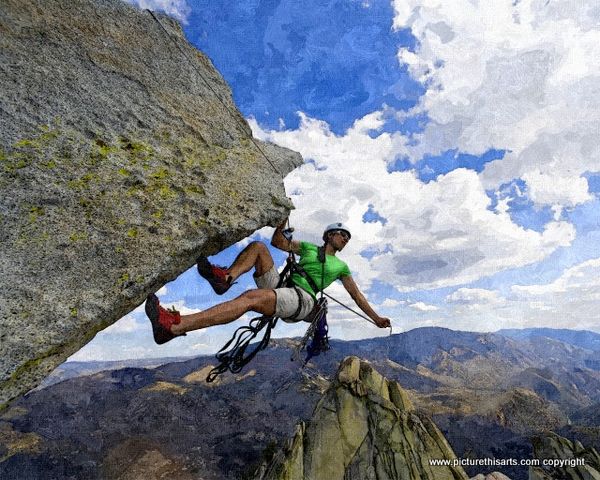No 8. On the edge, male rock climber
